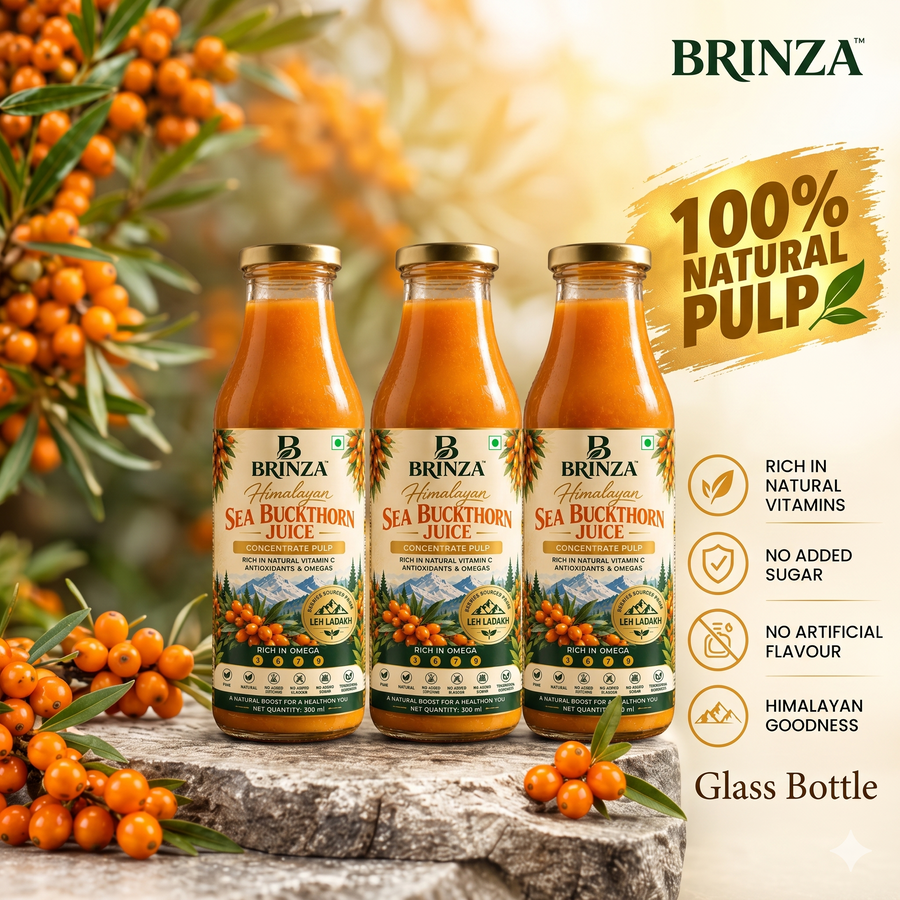 Brinza Himalayan Sea Buckthorn Juice, 300 ml glass bottle, pack of 3