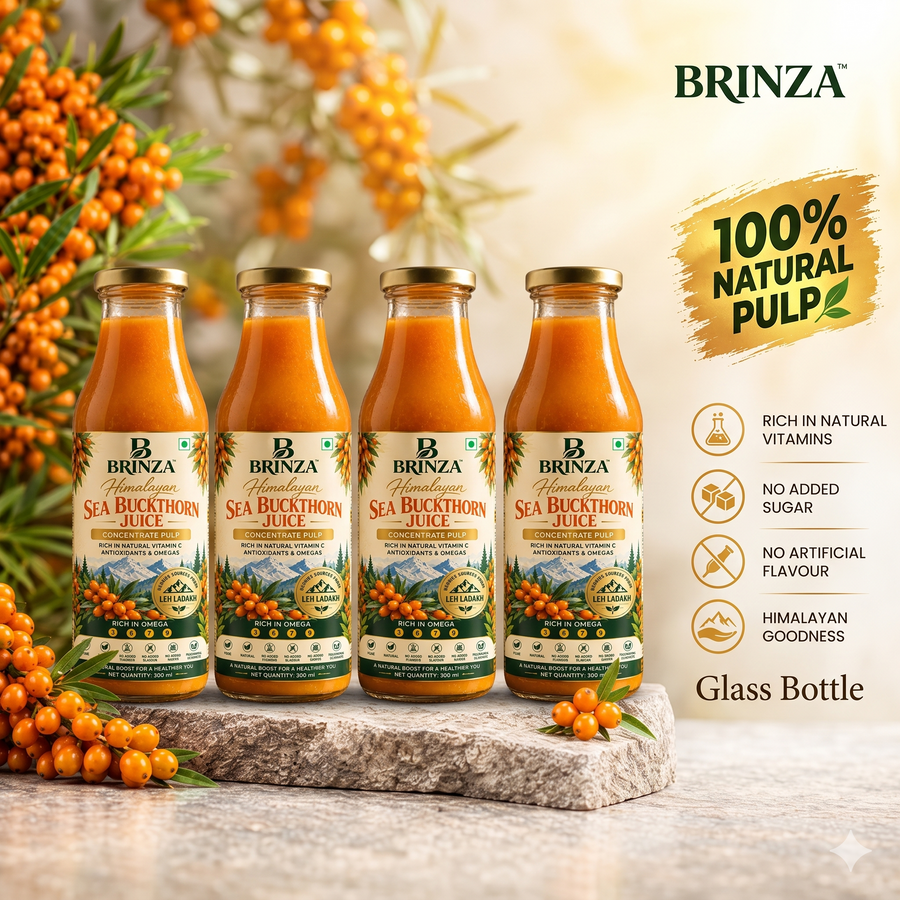 Brinza Himalayan Sea Buckthorn Juice, 300 ml glass bottle, pack of 4